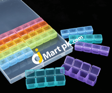 Pill Storage Box 7 Days Organizer With Rainbow 28X56 Compartments - Imported From Uk